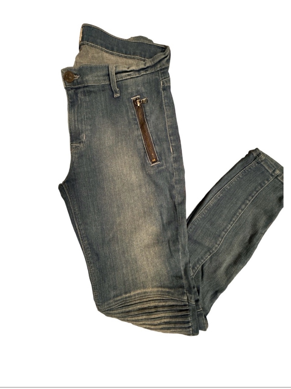 Hudson Jeans Women's Washed Blue Skinny Jeans with Zip Detail